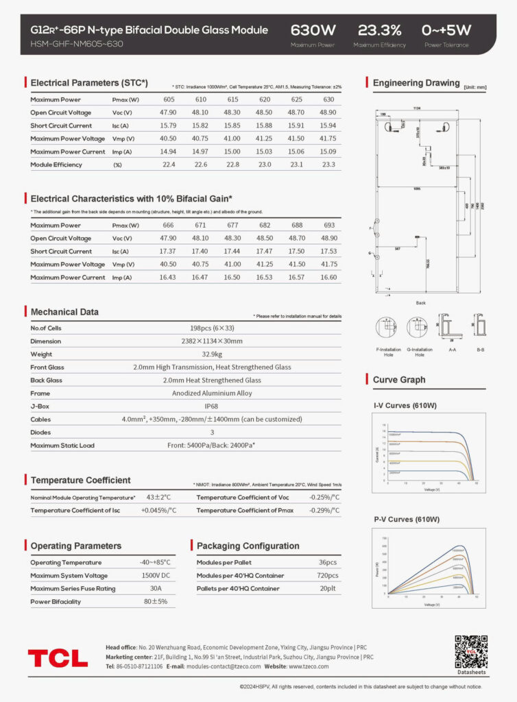 Tấm Pin Năng Lượng Mặt Trời TCL 625W N-Type