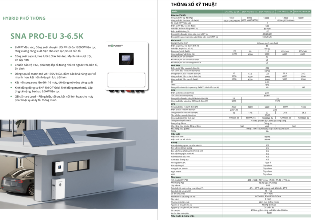 Biến tần Inverter Hybird Luxpower SNA PRO 6.5KW